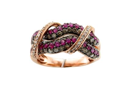 14K STRAWBERRY GOLD DIAMOND PINK SAPPHIRE RING