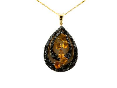 14K YELLOW GOLD DIAMOND CITRINE PENDANT