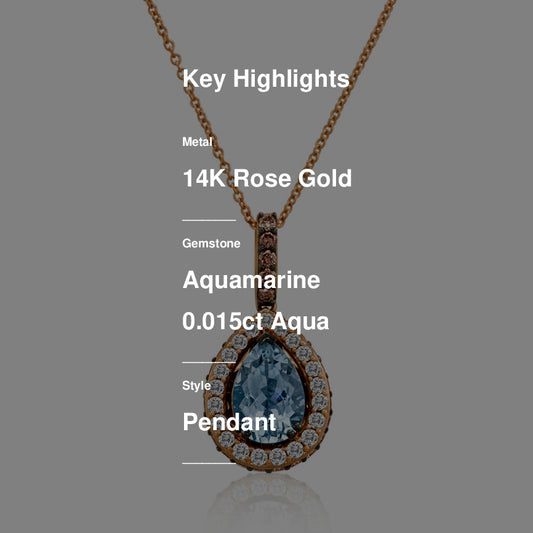 Le Vian Grand Sample Sale Pendant featuring Sea Blue Aquamarine Chocolate Diamonds, Vanilla Diamonds set in 14K Strawberry Gold