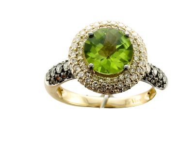 14K YELLOW GOLD DIAMOND PERIDOT RING