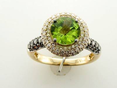 Le Vian Ring featuring Green Apple Peridot Chocolate Diamonds, Vanilla Diamonds set in 14K Honey Gold - BirthStone.com