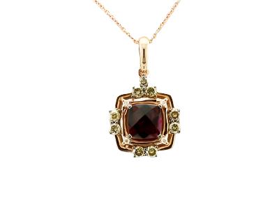 Le Vian Grand Sample Sale Pendant featuring Raspberry Rhodolite Chocolate Diamonds, Vanilla Diamonds set in 14K Strawberry Gold - BirthStone.com