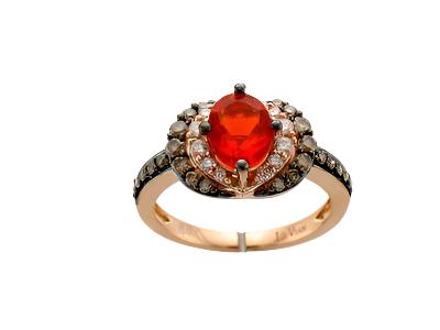 Le Vian Grand Sample Sale Ring featuring Neon Tangerine Fire Opal Chocolate Diamonds, Vanilla Diamonds set in 14K Strawberry Gold - BirthStone.com