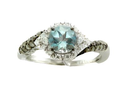 Le Vian Grand Sample Sale Ring featuring Sea Blue Aquamarine Vanilla Diamonds, Chocolate Diamonds set in 14K Vanilla Gold - BirthStone.com