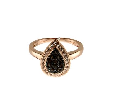 14K STRAWBERRY GOLD SMOKY QUARTZ, WHITE TOPAZ RING