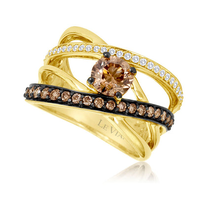 Le Vian Grand Sample Sale Ring featuring Chocolate Diamonds, Vanilla Diamonds set in 14K Honey Gold - BirthStone.com