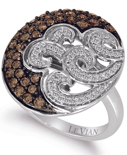 Le Vian Sample Sale Ring featuring Chocolate Diamonds, Vanilla Diamonds set in 14K White Gold - BirthStone.com