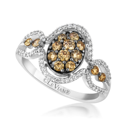 Le Vian Sample Sale Ring featuring Chocolate Diamonds, Vanilla Diamonds set in 14K White Gold - BirthStone.com