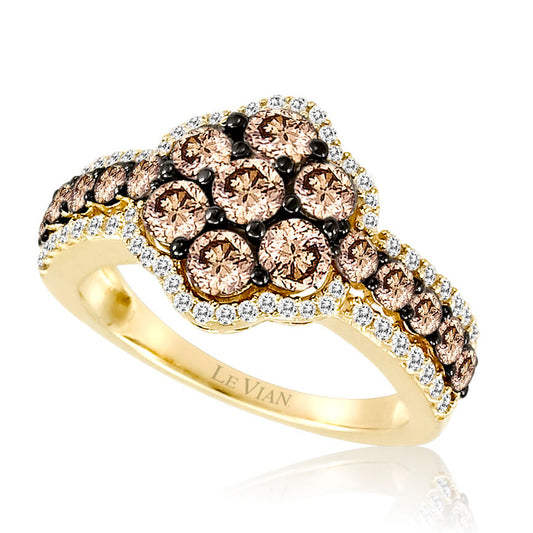 Le Vian Sample Sale Ring featuring Chocolate Diamonds, Vanilla Diamonds set in 14K Yellow Gold - BirthStone.com