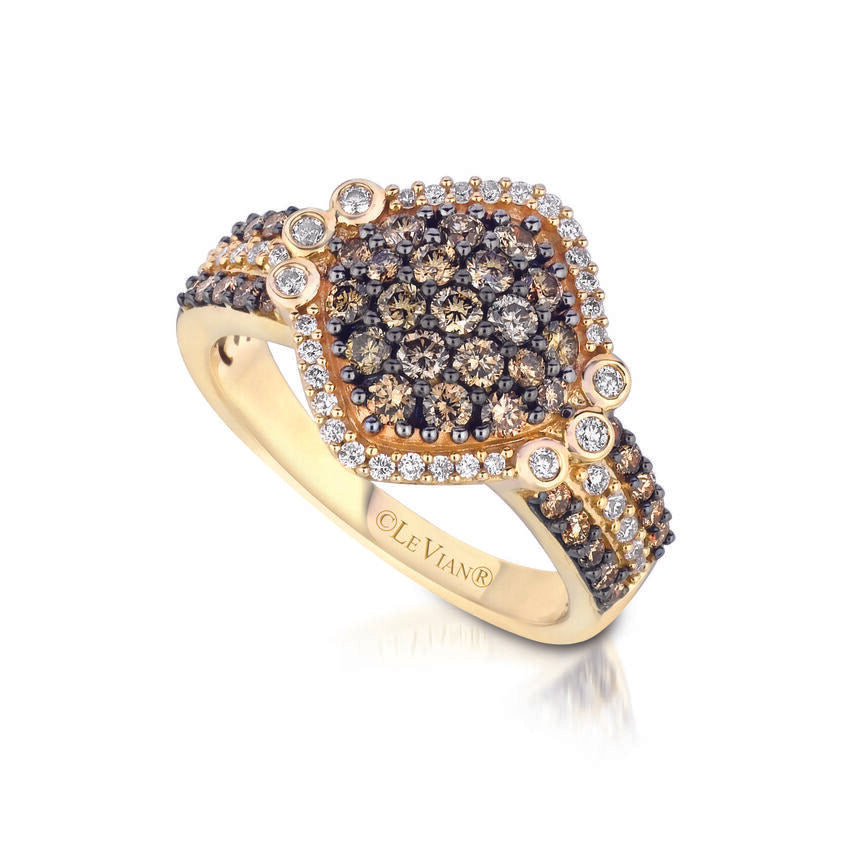 Le Vian Sample Sale Ring featuring Chocolate Diamonds, Vanilla Diamonds set in 14K Yellow Gold - BirthStone.com