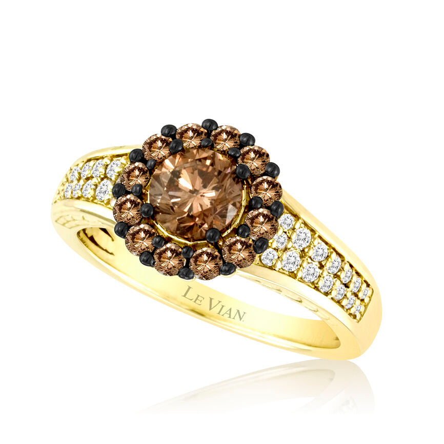 Le Vian Sample Sale Ring featuring Chocolate Diamonds, Vanilla Diamonds set in 14K Yellow Gold - BirthStone.com