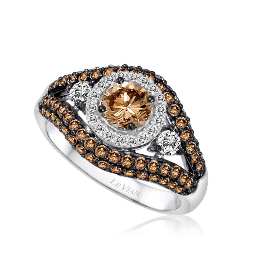 Le Vian Sample Sale Ring featuring Chocolate Diamonds, Vanilla Diamonds set in 14K White Gold - BirthStone.com