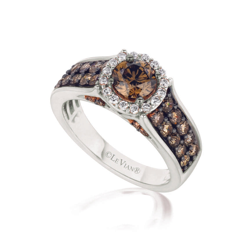 Le Vian Sample Sale Ring featuring Chocolate Diamonds, Vanilla Diamonds set in 14K White Gold - BirthStone.com