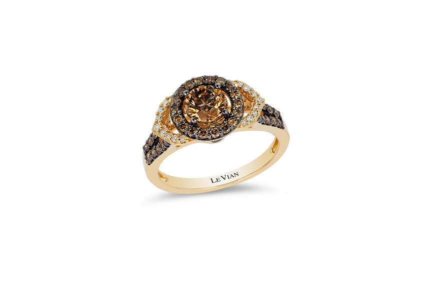 Le Vian Sample Sale Ring featuring Chocolate Diamonds, Vanilla Diamonds set in 14K Yellow Gold - BirthStone.com