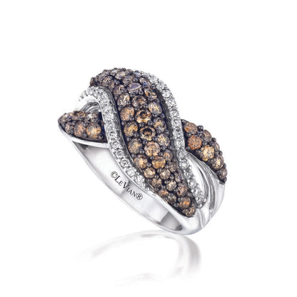 Le Vian Sample Sale Ring featuring Chocolate Diamonds, Vanilla Diamonds set in 14K White Gold - BirthStone.com