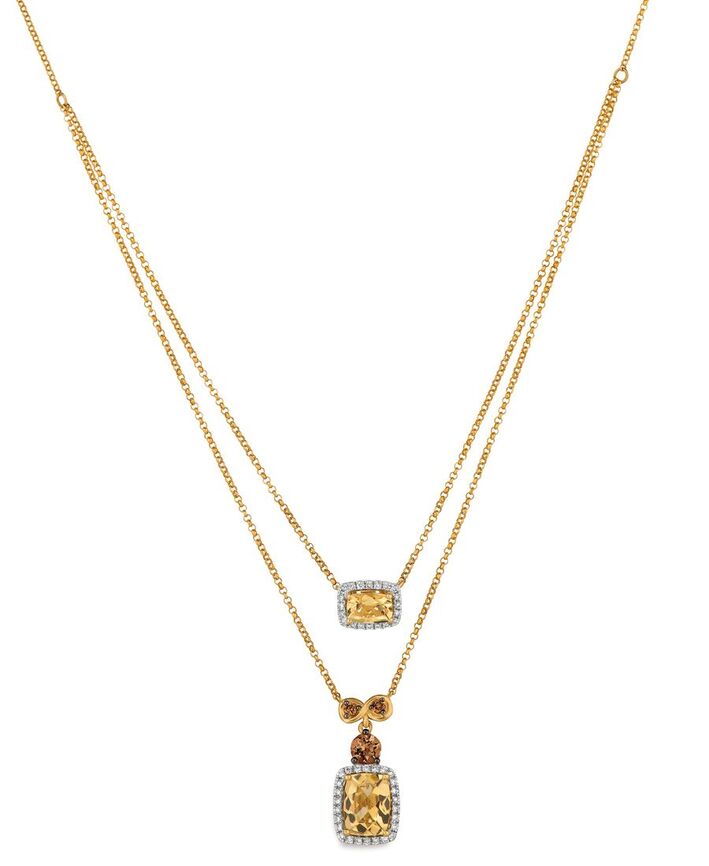 14K YELLOW GOLD DIAMOND YELLOW BERYL NECKLACE