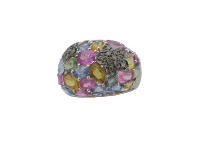 Le Vian Ring featuring Multicolor Sapphire Chocolate Diamonds set in 18K White Gold - BirthStone.com