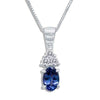 14K WHITE GOLD DIAMOND TANZANITE PENDANT