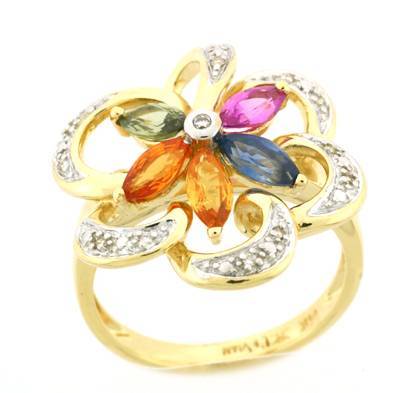 Le Vian Grand Sample Sale Ring featuring Multicolor Sapphire Vanilla Diamonds set in 14K Yellow Gold - BirthStone.com