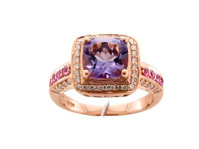 Le Vian Ring featuring Cotton Candy Amethyst, Bubble Gum Pink Sapphire Vanilla Diamonds set in 14K Rose Gold - BirthStone.com