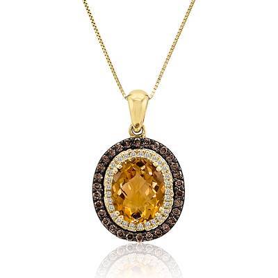 Le Vian Grand Sample Sale Pendant featuring Cinnamon Citrine Chocolate Diamonds, Vanilla Diamonds set in 14K Yellow Gold - BirthStone.com