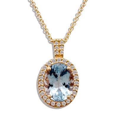 Le Vian Grand Sample Sale Pendant featuring Sea Blue Aquamarine Vanilla Diamonds set in 14K Rose Gold - BirthStone.com