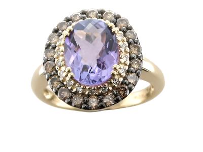 Le Vian Grand Sample Sale Ring featuring Grape Amethyst Chocolate Diamonds, Vanilla Diamonds set in 14K Yellow Gold - BirthStone.com