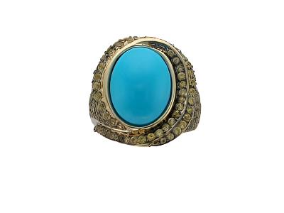 Le Vian Grand Sample Sale Ring featuring Robins Egg Blue Turquoise, Yellow Sapphire set in 14K Yellow Gold - BirthStone.com