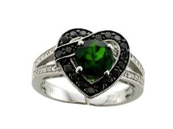 Le Vian Grand Sample Sale Ring featuring Pistachio Diopside Blackberry Diamonds, Vanilla Diamonds set in 14K White Gold - BirthStone.com