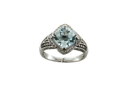 Le Vian Ring featuring Sea Blue Aquamarine Chocolate Diamonds, Vanilla Diamonds set in 14K White Gold - BirthStone.com