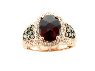 Le Vian Grand Sample Sale Ring featuring Raspberry Rhodolite Chocolate Diamonds, Vanilla Diamonds set in 14K Rose Gold - BirthStone.com