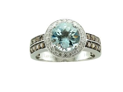 Le Vian Grand Sample Sale Ring featuring Sea Blue Aquamarine Chocolate Diamonds, Vanilla Diamonds set in 14K White Gold - BirthStone.com