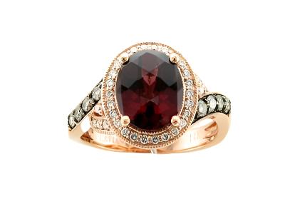 Le Vian Grand Sample Sale Ring featuring Raspberry Rhodolite Chocolate Diamonds, Vanilla Diamonds set in 14K Rose Gold - BirthStone.com