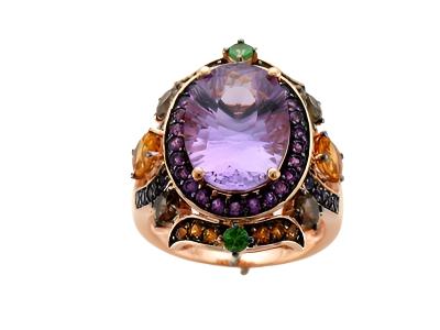 Le Vian Ring featuring Cotton Candy Amethyst, Cinnamon Citrine, Chocolate Quartz, Multicolor Semiprecious, Grape Amethyst set in 14K Rose Gold - BirthStone.com