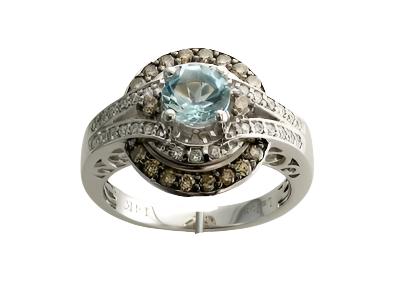 Le Vian Chocolatier Ring featuring Sea Blue Aquamarine Chocolate Diamonds, Vanilla Diamonds set in 14K White Gold - BirthStone.com