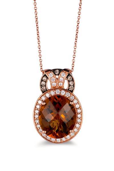 Le Vian Chocolatier Pendant featuring Caramel Quartz Chocolate Diamonds, Vanilla Diamonds set in 14K Rose Gold - BirthStone.com