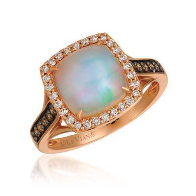 14K STRAWBERRY GOLD DIAMOND OPAL RING