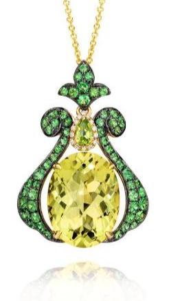 Le Vian Grand Sample Sale Pendant featuring Lemon Quartz, Green Apple Peridot, Forest Green Tsavorite Vanilla Diamonds set in 14K Yellow Gold - BirthStone.com