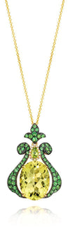 14K YELLOW GOLD DIAMOND LEMON QUARTZ, PERIDOT, TSA