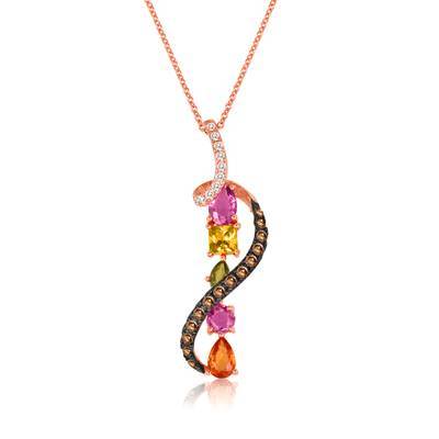 Le Vian Grand Sample Sale Pendant featuring Multicolor Sapphire, Yellow Sapphire, Bubble Gum Pink Sapphire, Green Sapphire, Chocolate Quartz Vanilla Diamonds set in 14K Rose Gold - BirthStone.com