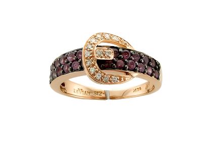 14K STRAWBERRY GOLD DIAMOND RHODOLITE RING