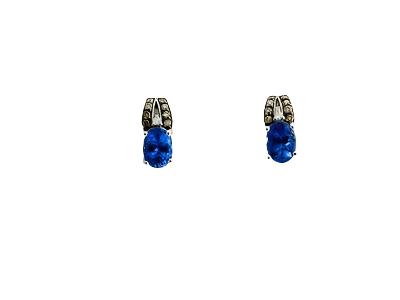 14K WHITE GOLD DIAMOND TANZANITE EARRINGS