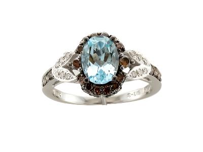 14K WHITE GOLD DIAMOND AQUAMARINE RING