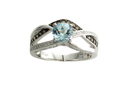 14K WHITE GOLD DIAMOND SIGNITY BLUE TOPAZ RING