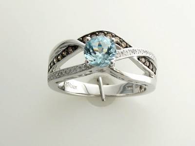 14K WHITE GOLD DIAMOND SIGNITY BLUE TOPAZ RING