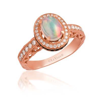 14K STRAWBERRY GOLD DIAMOND OPAL RING