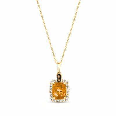 14K YELLOW GOLD DIAMOND CITRINE PENDANT