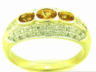 14K YELLOW GOLD DIAMOND YELLOW SAPPHIRE RING