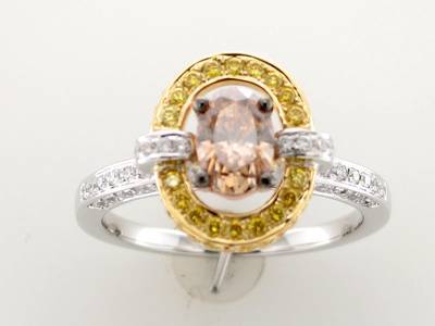 18K THREE TONE GOLD DIAMOND  RING