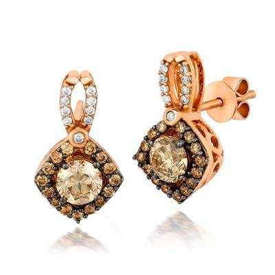 14K STRAWBERRY GOLD DIAMOND  EARRINGS